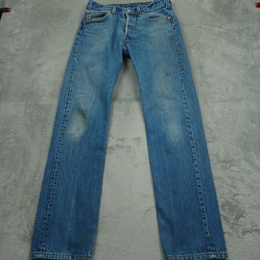 Vintage Levis 501xx Jeans Mens 30x33 Blue‎ Denim 501-0000 Distressed Button Fly